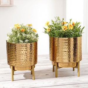 High Standard Quality Metal Flower <b>Pot</b> Planter Brass <b>Golden</b> Best Selling Home and Office Decor. - Product Image 2