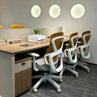 Bureau de travail moderne en bois, poste de travail modulaire pour 4 personnes, mobilier de bureau face à face, table de poste de travail avec tiroir