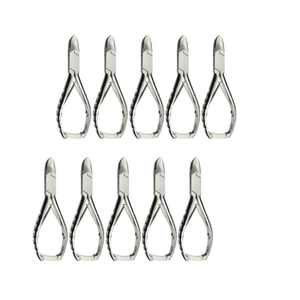 Juego de 10 pinzas para uñas de los pies con mango impreso curvo, cortaúñas encarnadas para Podología, acero inoxidable, grado quirúrgico Manual CE - Product Image 1