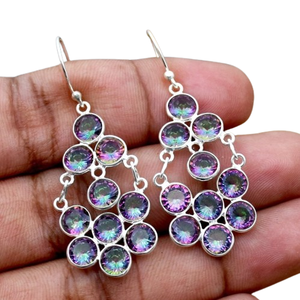 Mystic Topaz Gemstone Wholesale <b>Earrings</b> 925 Solid Sterling Silver Topaz <b>Earrings</b> for Women Girls, <b>Dangle</b> <b>Earrings</b> Silver - Product Image 1
