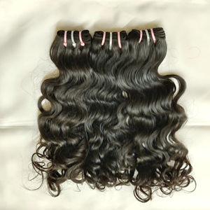 100% Raw sin procesar ondulado textura Natural mejor calidad Temple Hair directo de la India Color natural extensiones de cabello humano - Product Image 1