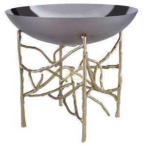 Nouveau bol de service en métal de qualité supérieure en acier inoxydable couleur argent avec support de couleur or au design forgé ou bol de vaisselle de base - Product Image 1