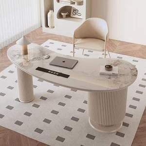 Luxury Executive Office Desk Modern Wood Base Ceramic Glass Surface Manager <b>Table</b> With Drawer Storage Home Office Furniture - Product Image 3