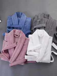 เสื้อคลุมอาบน้ำสำหรับผู้ชายและผู้หญิงเสื้อคลุมอาบน้ำผ้าฝ้าย100% หรูหราโลโก้ออกแบบได้ตามต้องการ - Product Image 5