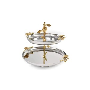 Plateau en métal pour gâteau Dessert apéritifs tasse gâteau support meilleure vente concepteur deux niveaux plateau de service - Product Image 3