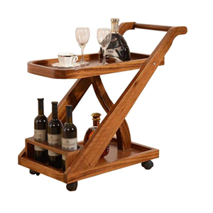 Wholesale Handmade <b>Wood</b> Two-tier bar <b>Cart</b> Trolley Restaurant Furniture Hotel Furniture From Vietnam - Product Image 4