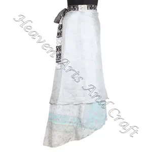 Manufacturer Of Indian Sari Silk Wrap Skirt boho stylish multi color summer wear comfortable fashion hippie style free size