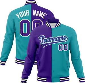 Chaqueta de béisbol Varsity de lana personalizada de alta calidad, conjunto de bombardero ligero de cuero de invierno con letras divididas para hombres, talla XL para jóvenes - Product Image 5
