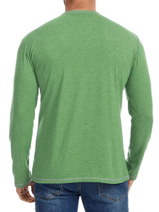 Camiseta informal de manga larga para hombre, 100% algodón, color liso, cuello en V, corte holgado, colección primavera y otoño de Bangladesh - Product Image 2