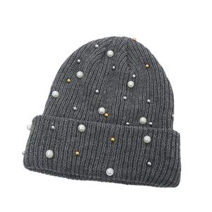 Chapeau beanie décoratif personnalisé en imitation perle et strass, fabriqué en acrylique chaud, disponible en gros, unisexe, faible MOQ - Product Image 6