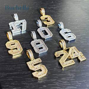 Colgante de número de Baguette helado personalizado de plata 925, joyería de moissanita estilo Hip Hop para hombres - Product Image 5