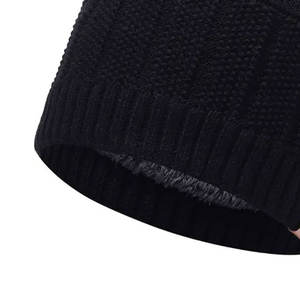 Custom Embroidery Beanie Cap for <b>Men</b> Unisex Hip Hop Style Black Acrylic Knit Trendy <b>Winter</b> Warm <b>Hat</b> - Product Image 3