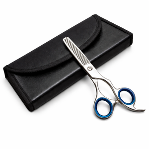 Ciseaux à effiler les cheveux de qualité professionnelle, ciseaux de coupe en acier inoxydable pour barbier, outil de coiffure ergonomique avec poignée bleue - Product Image 1