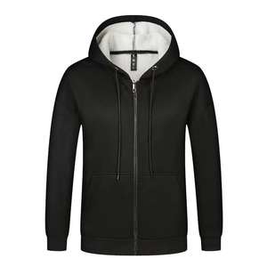 Vente en gros de sweats à capuche épais logo personnalisé broderie couleur unie unisexe pas cher fermeture éclair complète sweats à capuche surdimensionnés en hiver et en automne - Product Image 1