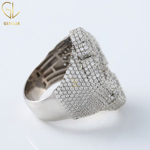 Venta caliente nuevo diseño Iced Out VVS Moissanite Baguette Cut Diamond Cross Hiphop Ring, Pass Diamond Tester White Gold Cross Ring - Product Image 3