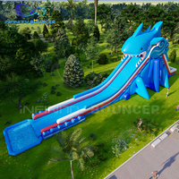 Toboggan gonflable géant Toboggan gonflable sur le thème des requins avec piscine