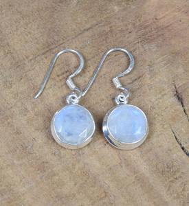 Cadeau pour les amoureux Pierre de lune de feu bleu Bijoux tendance Boucles d'oreilles pour femmes en argent sterling massif 925 parfait - Product Image 2