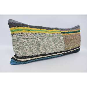 Almohada de lana con estampado floral y vintage bohemio de lujo 16x36 pulgadas Patchwork acento para decoración para sala de estar - Product Image 3