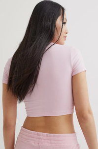 Top corto personalizado, camisetas cuadradas para mujer, Media manga con diseño de cuello redondo, Color sólido, 100% algodón, camisetas orgánicas lisas de verano - Product Image 3