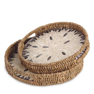 Accesorios para el hogar y la cocina bandejas naturales hechas a mano de madera madre de perla y algas marinas bandeja decorativa de nuevo diseño - Product Image 5