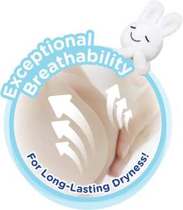 Couche pour bébé Kao Merries facile à utiliser avec une grande respirabilité Petites couches incrémentales pour bébé Bande M 76 + 6 pièces jetables - Product Image 3