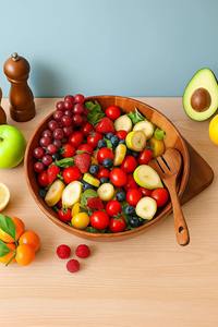 Cuenco de madera con acabado liso para aperitivos de ensalada y comida saludable - Product Image 6