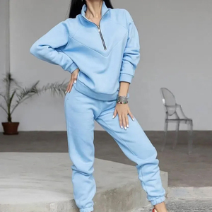 Ropa deportiva de alta calidad para mujer, chándal con capucha de talla grande y peso pesado para correr, ropa deportiva de moda con patrón sólido - Product Image 1