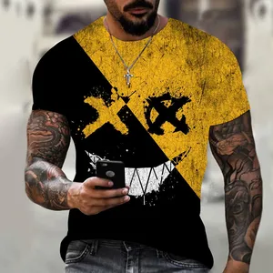 Venta al por mayor de camisetas de los hombres sueltas Casual manga corta moda Tops transpirable tejido de punto suave ropa deportiva de calle alta - Product Image 2