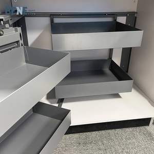 Solutions d'angle mort magiques à ouverture droite et gauche, plaque métallique moderne, 6 étagères, panier de cuisine coulissant dans les armoires - Product Image 1