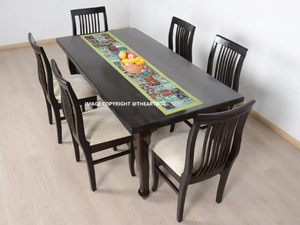 Chemin de table et décoration murale vintage indien bohème en coton brodé, écologique, multi-usage, personnalisable, patchwork floral - Product Image 1