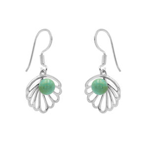 Boucles d'oreilles en argent sterling 925 pour femmes Design classique Mode Turquoise naturelle Pierre précieuse 29x15x7 MM Fine Dangle - Product Image 5
