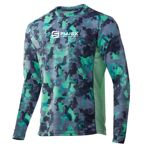 Camisas de pesca de secado rápido sublimación personalizada protección UV transpirable impermeable a prueba de viento con mangas largas opciones de talla grande - Product Image 1