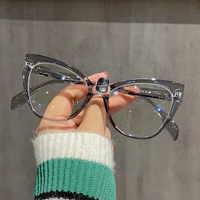 Vente en gros de montures pour lunettes pour femmes lunettes plates œil de chat anti-lumière bleue en forme de papillon dégradé grande monture de lunettes