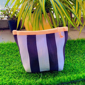 Bolsa de viaje para playa a rayas personalizada ecológica, bolsas de aseo cosméticas recicladas de nailon, etiqueta con logotipo de cremallera reutilizable de plástico - Product Image 1