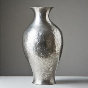 Florero de níquel Silverscape con diseño artístico, florero de suelo de tono, diseño floral en relieve, decoración del hogar, declaración de acento - Product Image 3