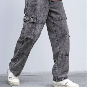 กางเกงยีนส์ทรงคาร์โก้สไตล์โกธิควินเทจคลาสสิกสำหรับผู้ชายทรงพอดีตัวปกติมีกระเป๋าอเนกประสงค์หลายกระเป๋ากางเกงสตรีทแวร์ทนทานสำหรับฤดูหนาวทุกวัน - Product Image 1