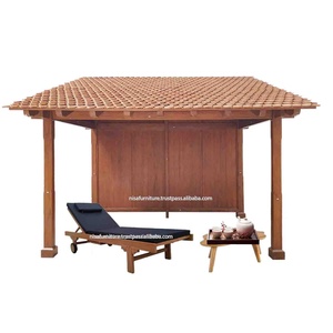 Pérgola sólida de madera de teca tropical hecha a mano, toldo impermeable, cenador de madera maciza, tumbona, cama de piscina, muebles de exterior, Indonesia - Product Image 3