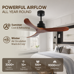 Ventilador de Techo de 42 Pulgadas Sin Luz con Control Remoto, Ventilador de Techo Moderno de Madera para Dormitorio o Comedor, Disponible en EE. UU. - Product Image 3