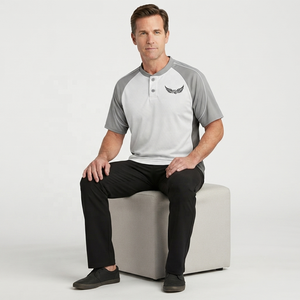 Maillot de baseball blanc et gris pour homme avec logo brodé, manches courtes, tissu respirant en mesh - Product Image 4