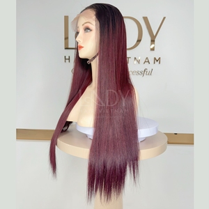 วิกผมตรงแบบโครงลูกไม้ HD สีเบอร์กันดีวิกผมมนุษย์เวียดนาม - Product Image 4