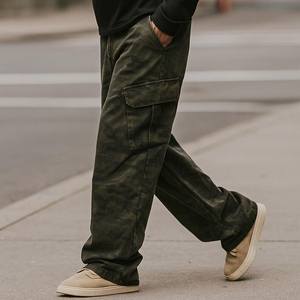 <b>Men's</b> <b>Lightweight</b> Full-Length Canvas Cargo Pants with Elastic Waist Fashionable Pockets <b>Summer</b> Casual Clothing Fall <b>Trousers</b> - Product Image 3
