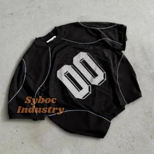 Boxy <b>Cropped</b> <b>T</b> <b>Shirt</b> For Men's Classic Football Style Polyester Mesh Sublimation Vintage Graphic Oversized Boxy <b>Fit</b> <b>T</b> <b>shirt</b> - Product Image 2