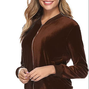 Ensemble de survêtement 2 pièces pour femme, coupe ajustée, confortable, en velours - Product Image 1