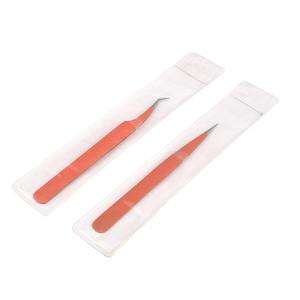 Pince à cils professionnelle incurvée orange faite à la main 100% Grip avec pointe en fibre 0.03mm cils ne glissent jamais - Product Image 2