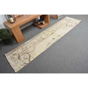 Alfombra de lana turca Vintage de estilo clásico, 2x8,3 pies, diseño de retazos marrón Beige, látex Para áreas grandes, forma rectangular para vivir - Product Image 2