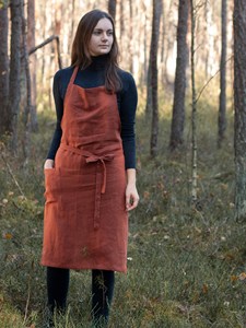 Delantal de babero de lino oxidado Unisex tradicional hecho a mano, Kit de cocina largo elegante para mujeres y hombres, ropa de cocina - Product Image 2