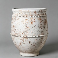 Jardinière en ciment de style vintage américain, grande taille, pour extérieur/intérieur, sculptée à la main, durable, avec trou de drainage, pour villa de luxe, jardin