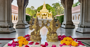 Ganesha and Laxmi Sitting on Lotus Brass Statue Indian Handcrafted Religious Sculpture of Ganesha and laxmiji - Product Image 4