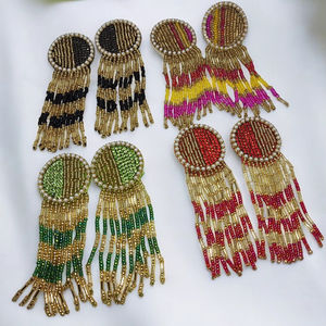 ต่างหูลูกปัดปักเย็บด้วยมือแบบกำหนดเองได้ต่างหูลูกปัดหลากสีสำหรับผู้หญิงเครื่องประดับสำหรับงานปาร์ตี้ในราคาที่ดีที่สุด - Product Image 1