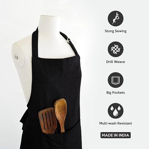 Delantales de cocina ecológicos de estilo clásico de algodón ajustable con estampado de superventas, bolsillos tipo cintura para hornear en casa - Product Image 4